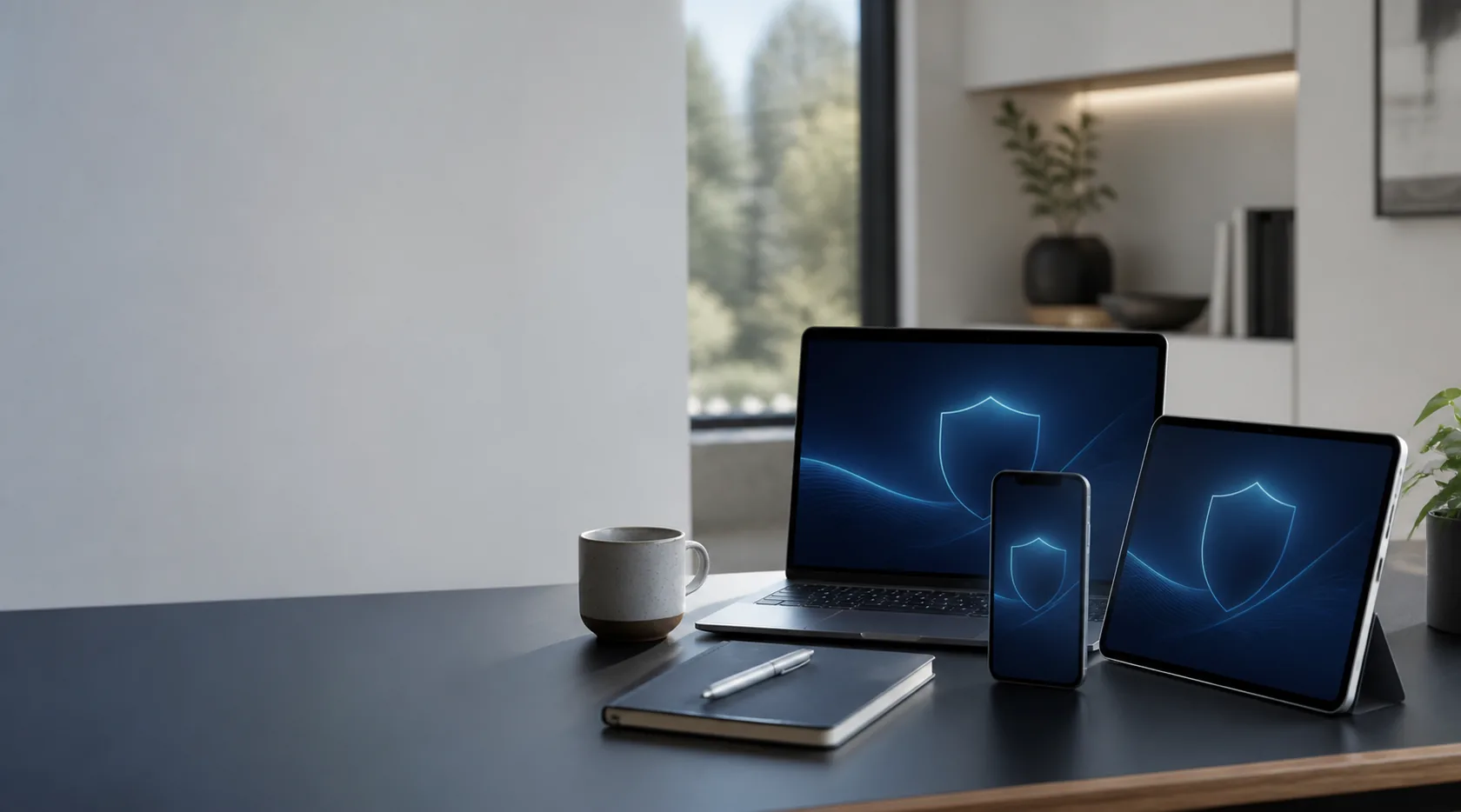Laptop, tablet and smartphone representing coordinated device security