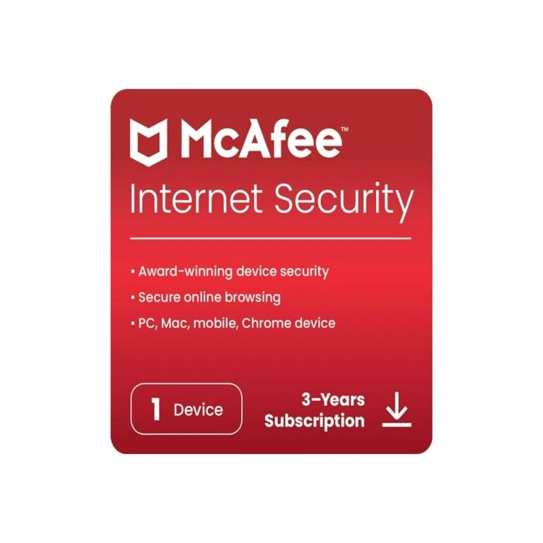 McAfee Internet Security, 3 Device, 2026 product artwork